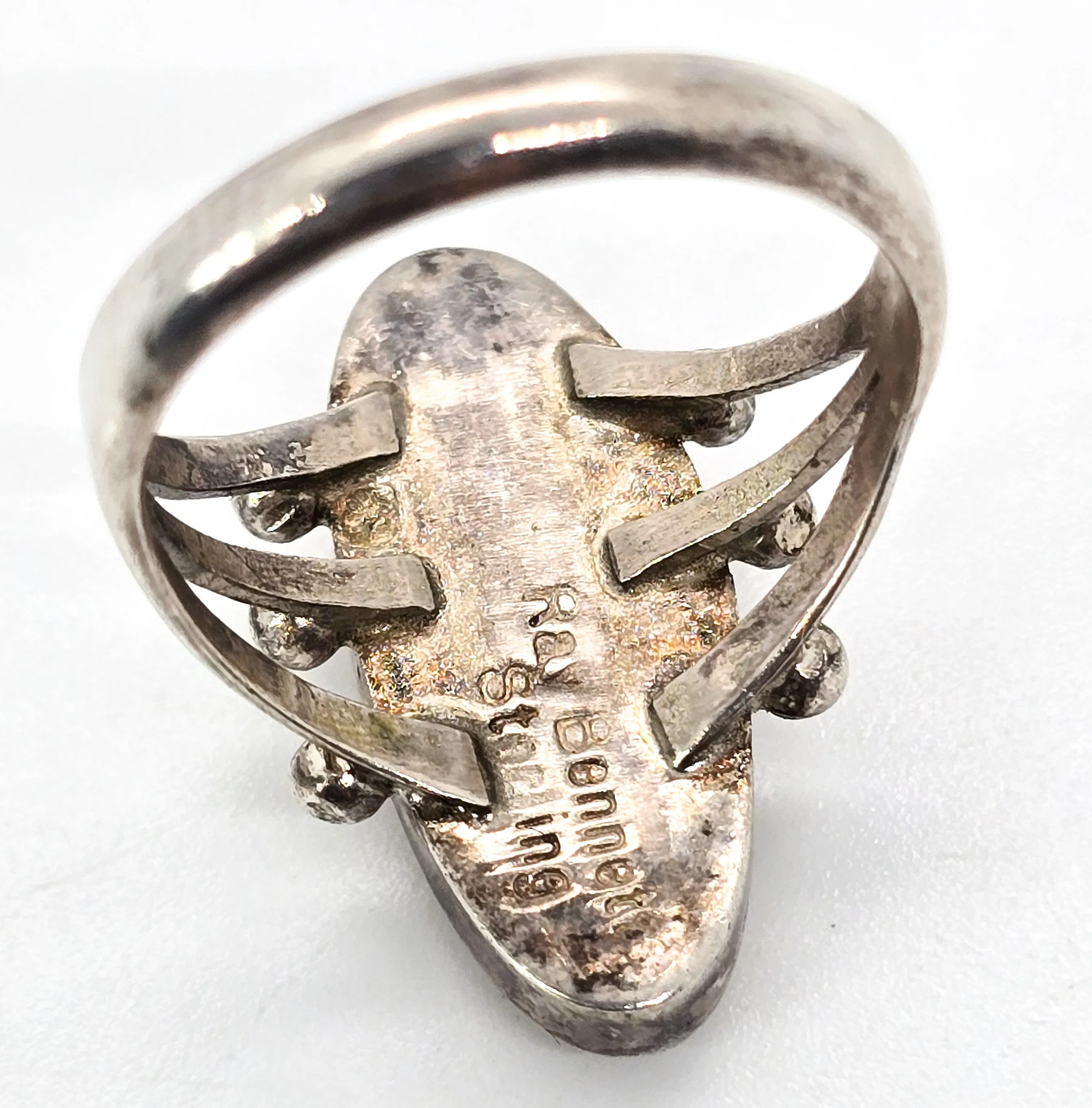 Ray Bennett Navajo Wooden Double Split shank vintage sterling silver ring size 9