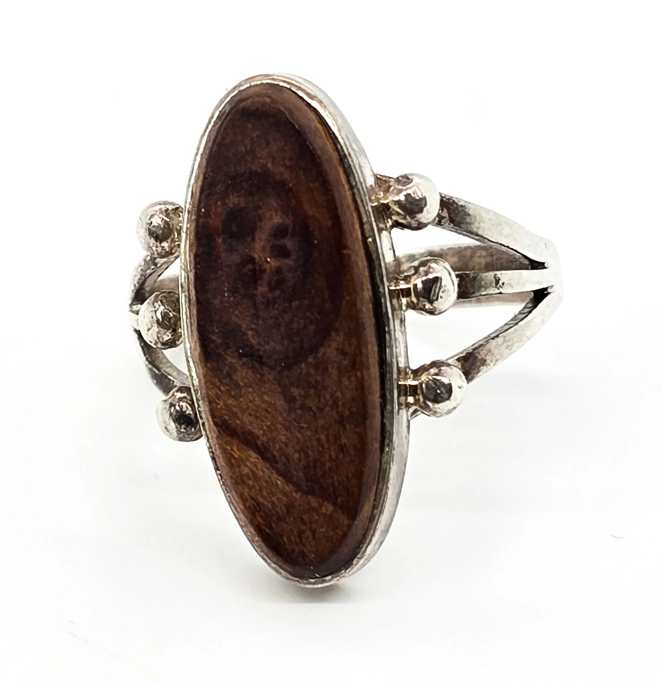 Ray Bennett Navajo Wooden Double Split shank vintage sterling silver ring size 9
