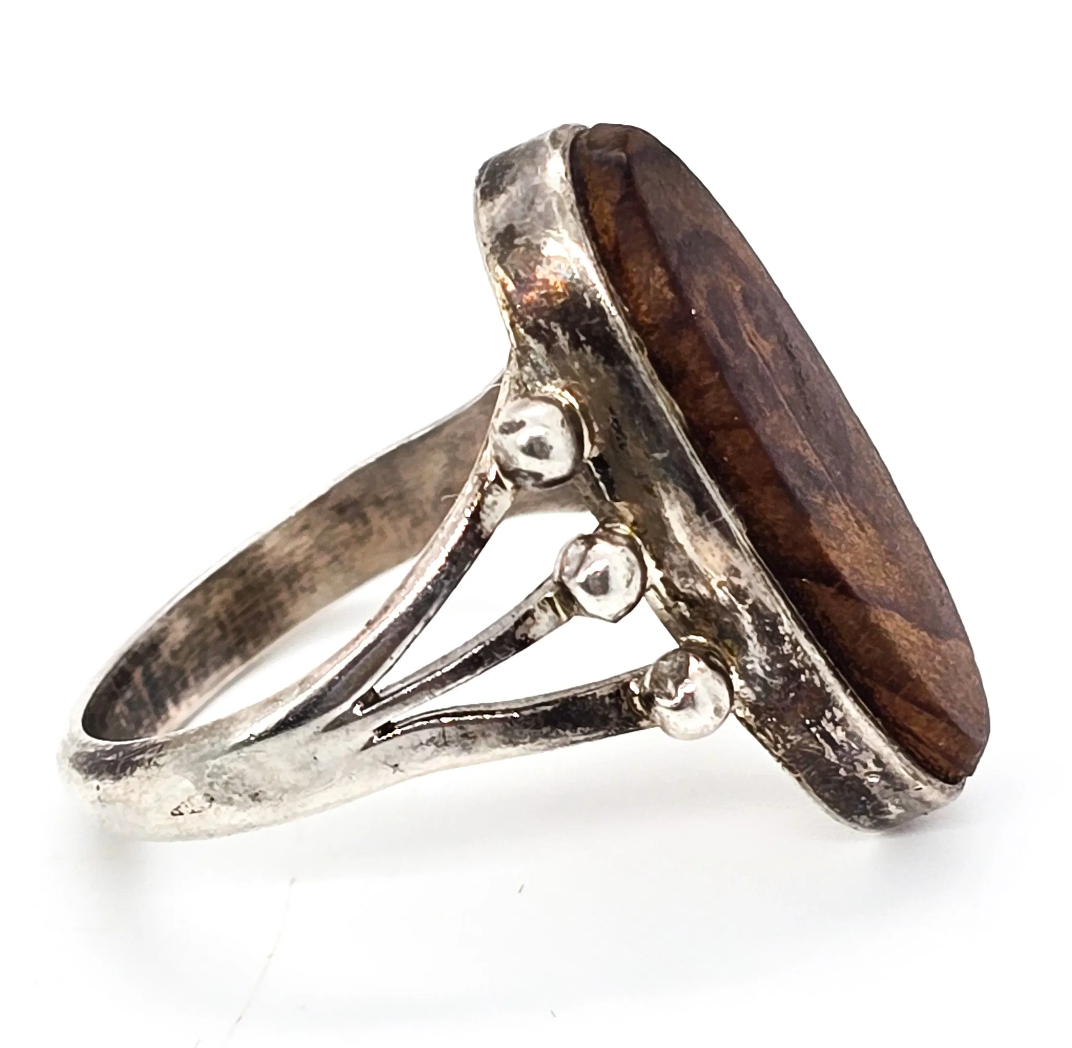 Ray Bennett Navajo Wooden Double Split shank vintage sterling silver ring size 9