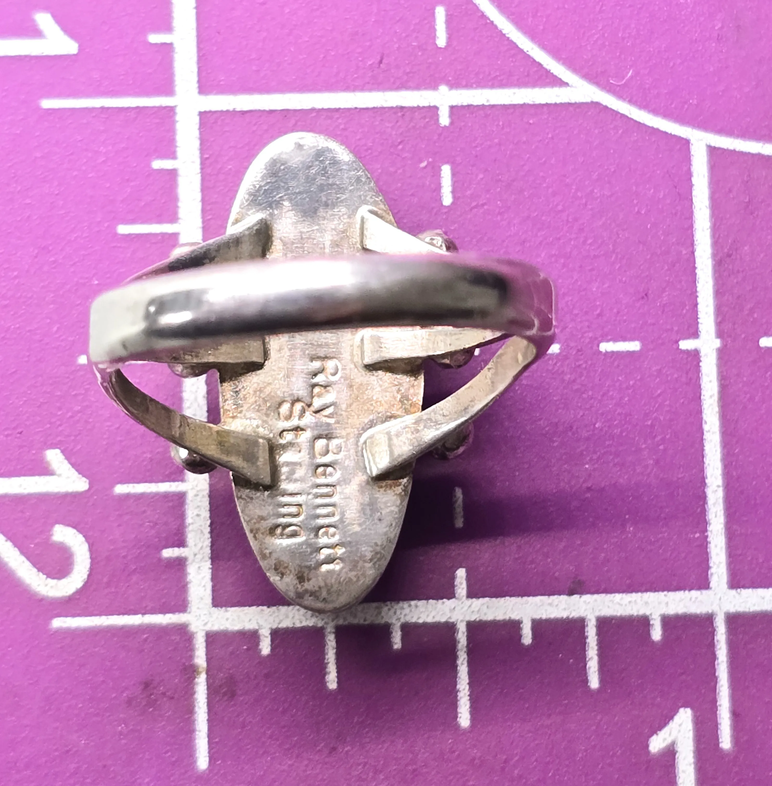 Ray Bennett Navajo Wooden Double Split shank vintage sterling silver ring size 9