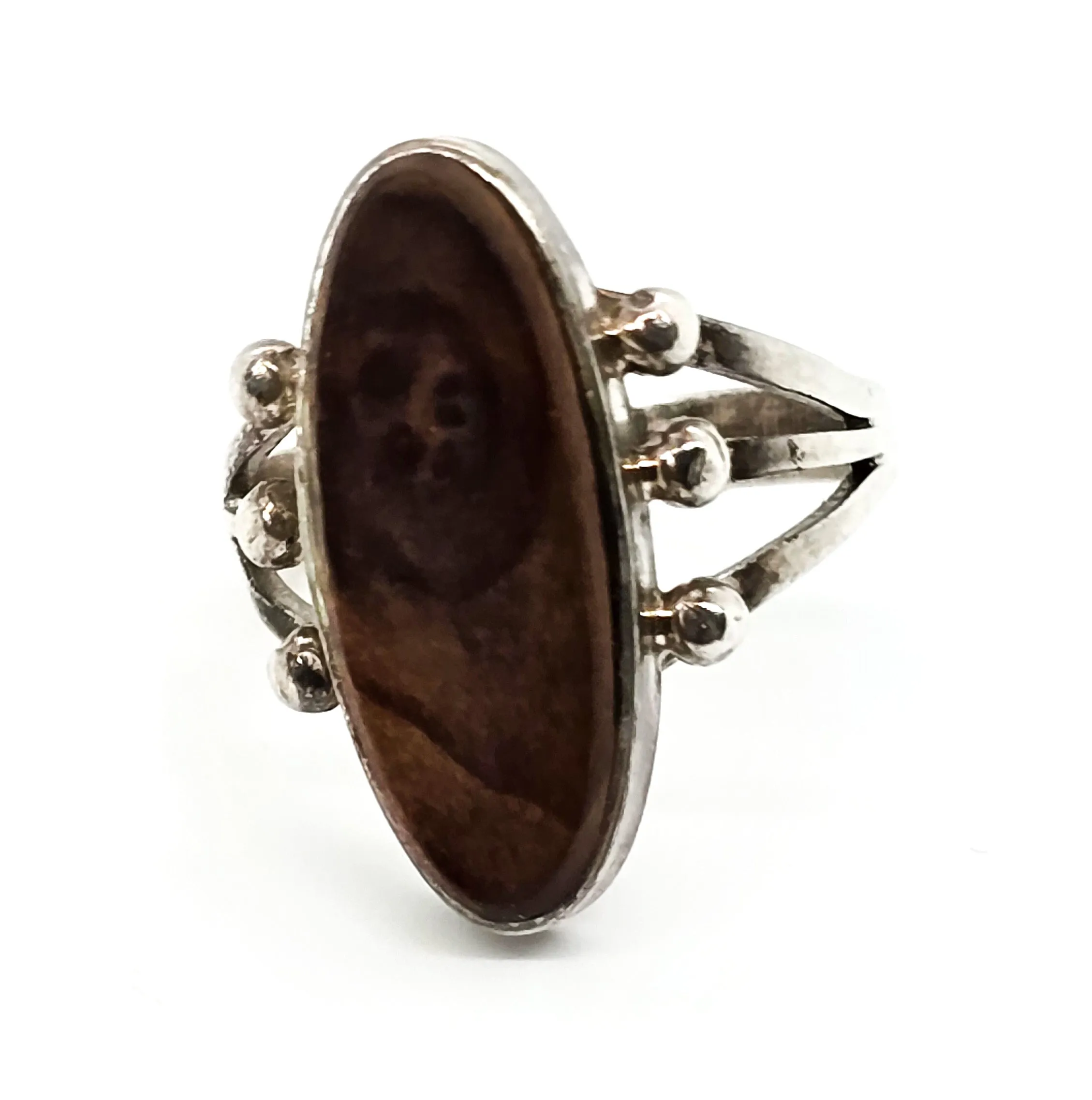 Ray Bennett Navajo Wooden Double Split shank vintage sterling silver ring size 9