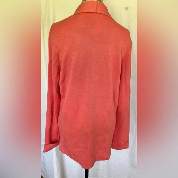 REPEAT Womens Vintage Luxe Front Pocket Cardigan in Flamingo Sz 38/S