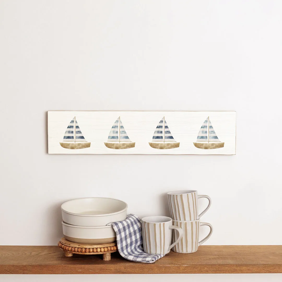 Repeating Sailboats Barn Wood Sign