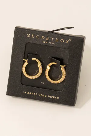 Rhinestone Gold Small Hoops