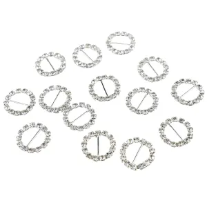Rhinestone Ring Mini Buckle Accents, 5/8-Inch, 12-Count - Silver
