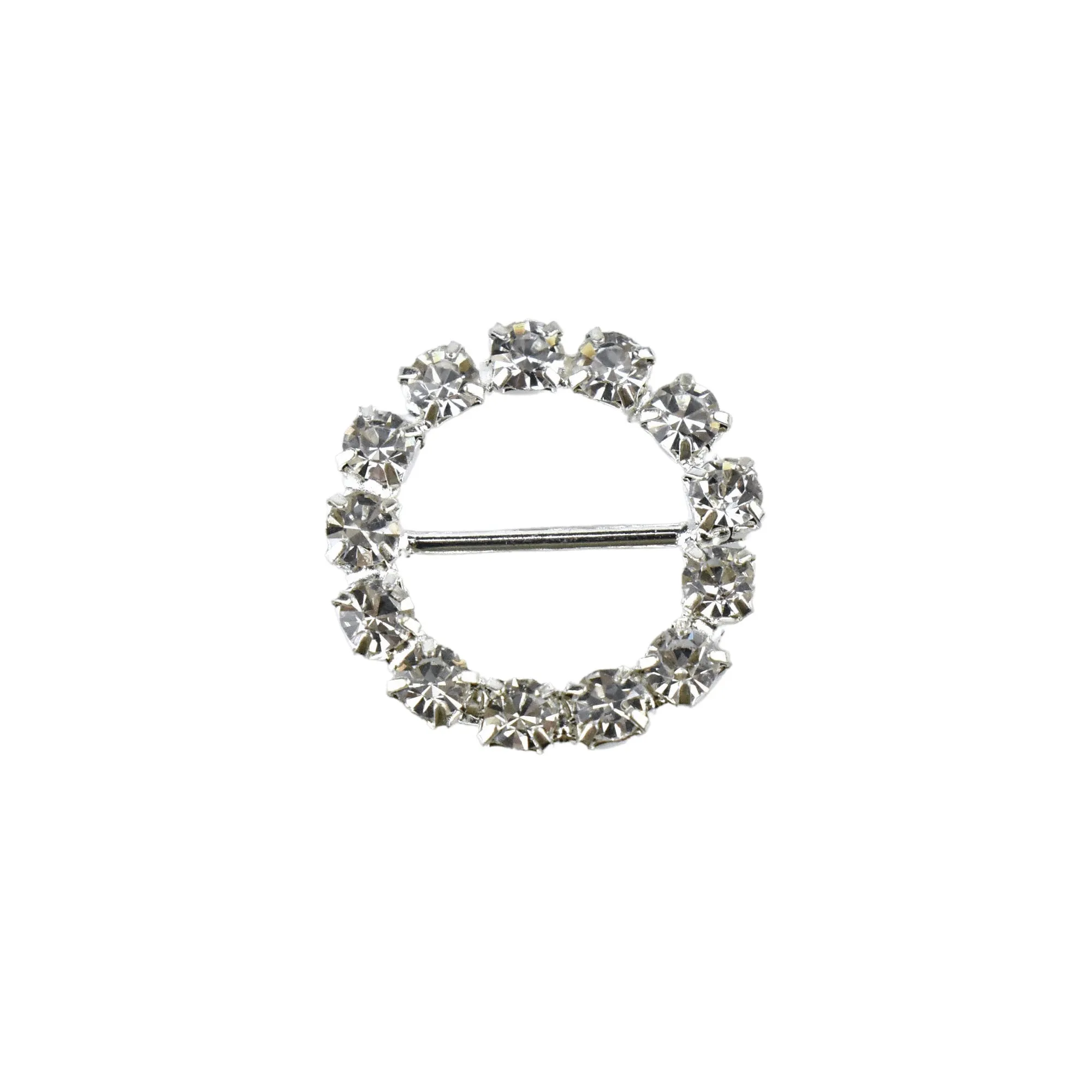 Rhinestone Ring Mini Buckle Accents, 5/8-Inch, 12-Count - Silver