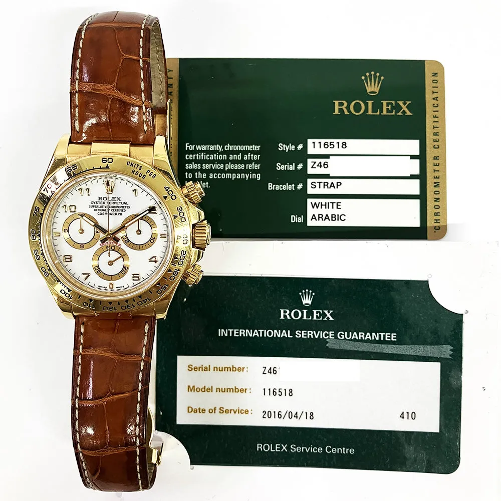 Rolex Cosmograph Daytona 116518 White Arabic Dial Mar 2008