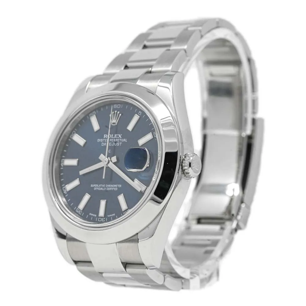 Rolex Men's Datejust II Stainless Steel 41mm Blue Stick Dial Watch Reference #: 116300