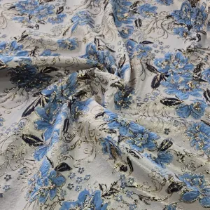 Rosa Brocade Fabric Blue 150cm