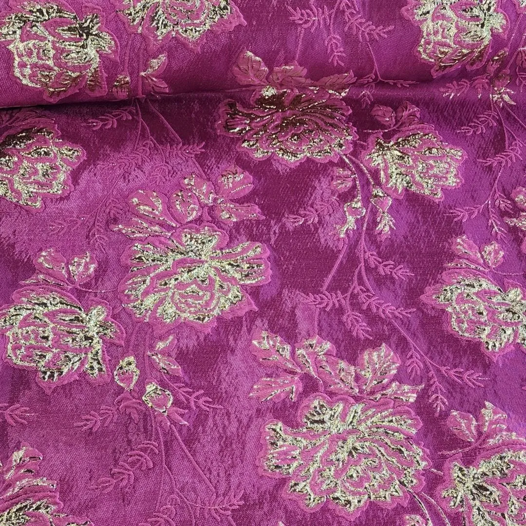 Rosa Brocade Fabric Cerise 150cm