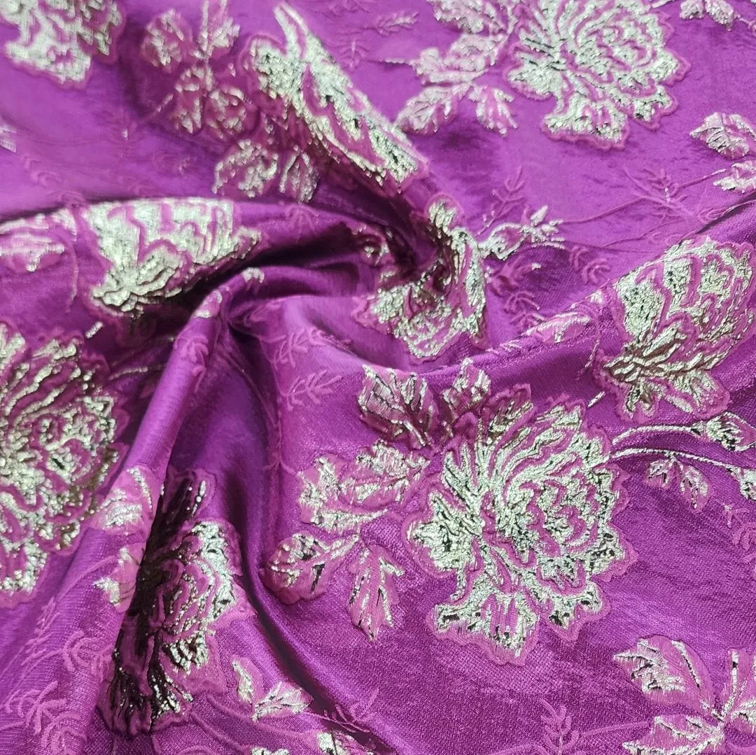 Rosa Brocade Fabric Cerise 150cm