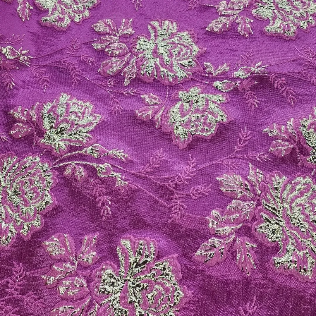 Rosa Brocade Fabric Cerise 150cm
