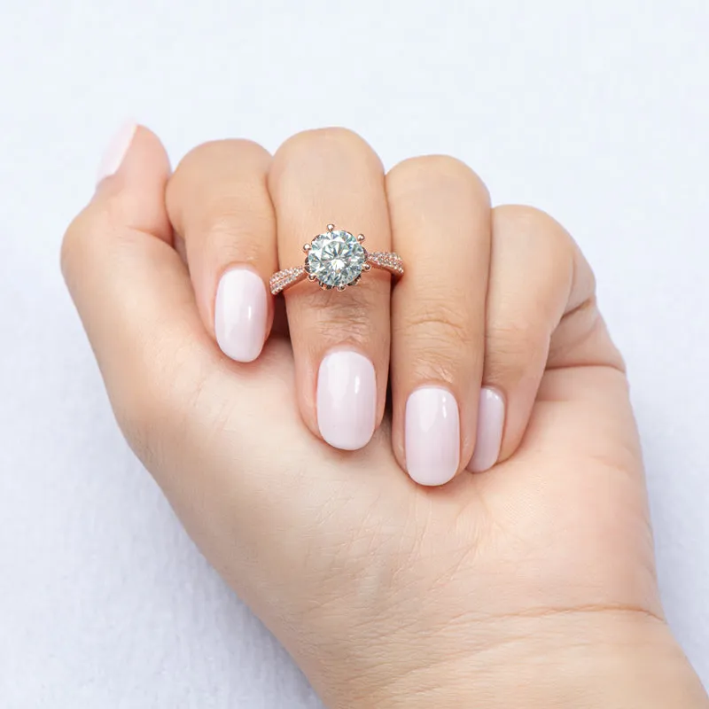 Rose Gold Round Cut Moissanite Diamond Ring