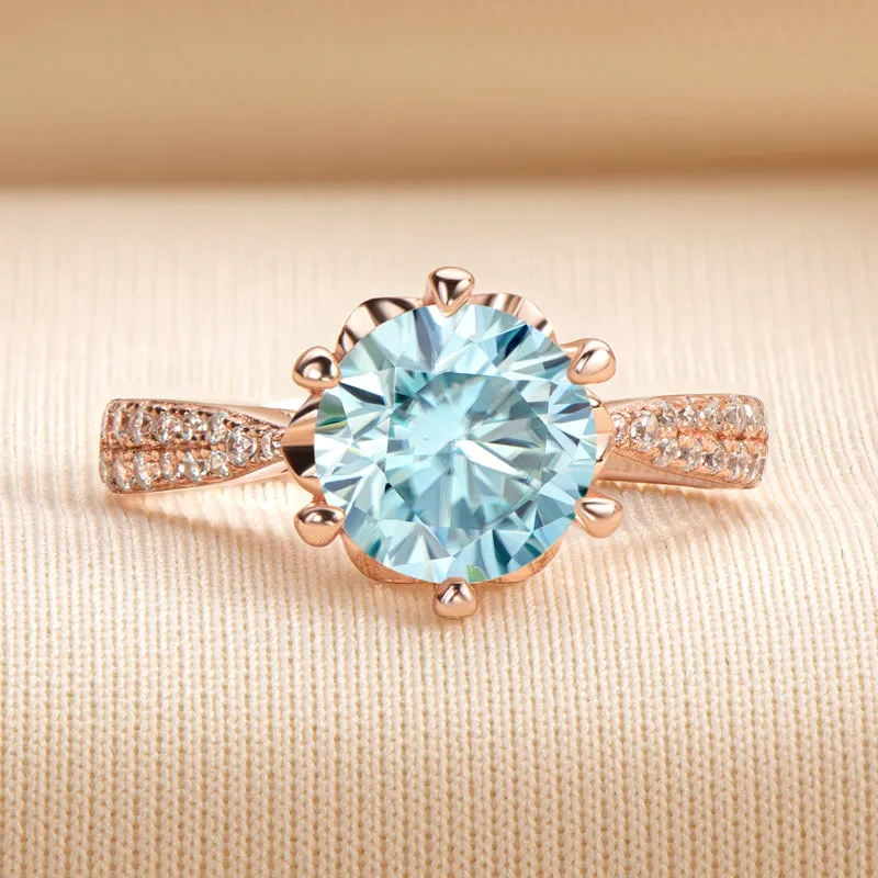 Rose Gold Round Cut Moissanite Diamond Ring
