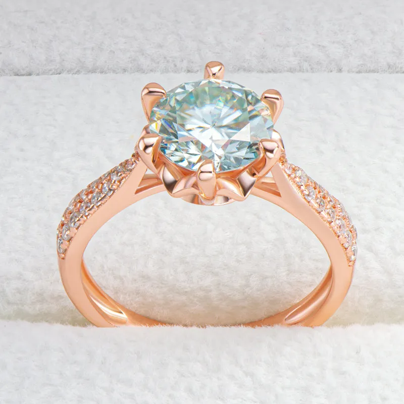 Rose Gold Round Cut Moissanite Diamond Ring