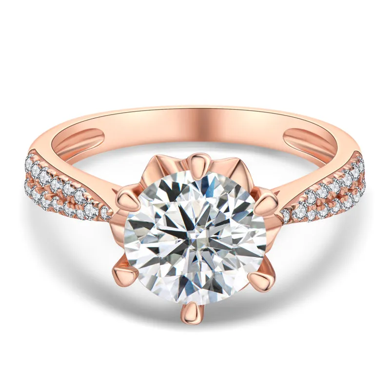 Rose Gold Round Cut Moissanite Diamond Ring