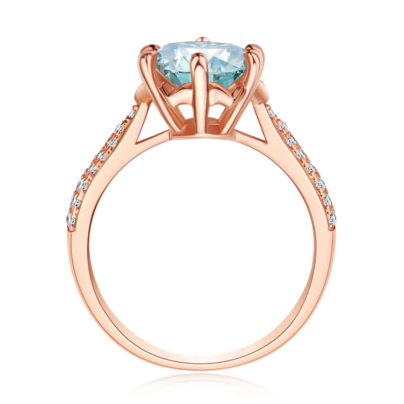 Rose Gold Round Cut Moissanite Diamond Ring