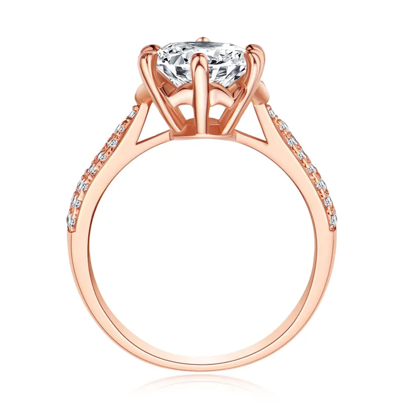 Rose Gold Round Cut Moissanite Diamond Ring