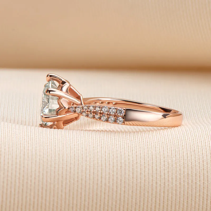 Rose Gold Round Cut Moissanite Diamond Ring
