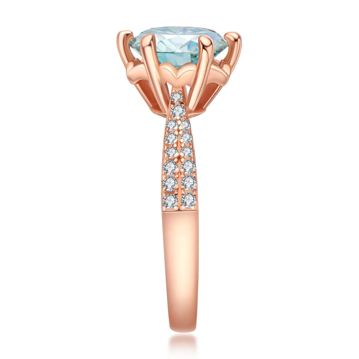 Rose Gold Round Cut Moissanite Diamond Ring