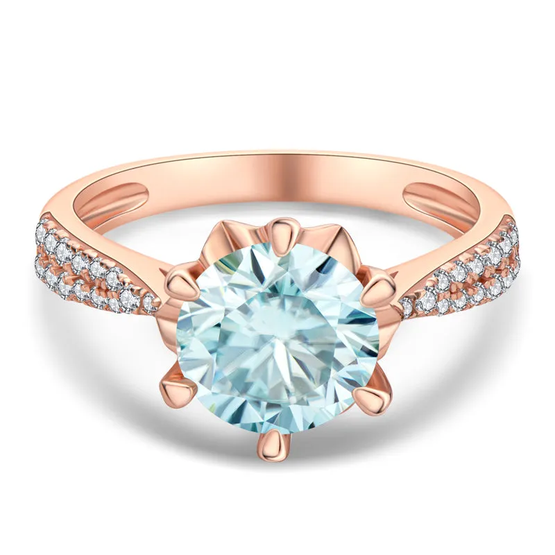 Rose Gold Round Cut Moissanite Diamond Ring