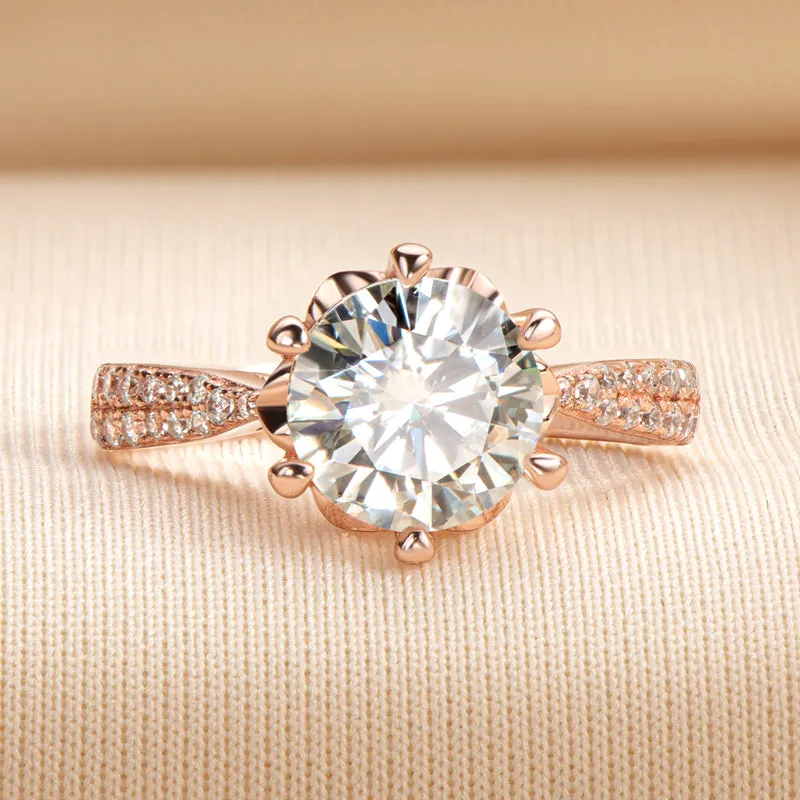Rose Gold Round Cut Moissanite Diamond Ring