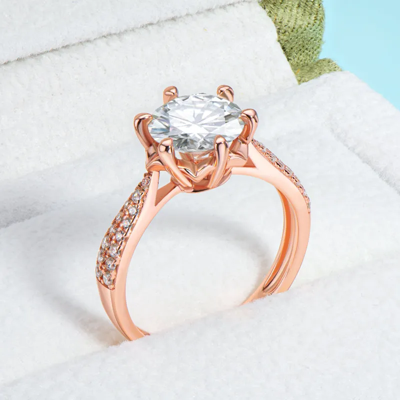 Rose Gold Round Cut Moissanite Diamond Ring