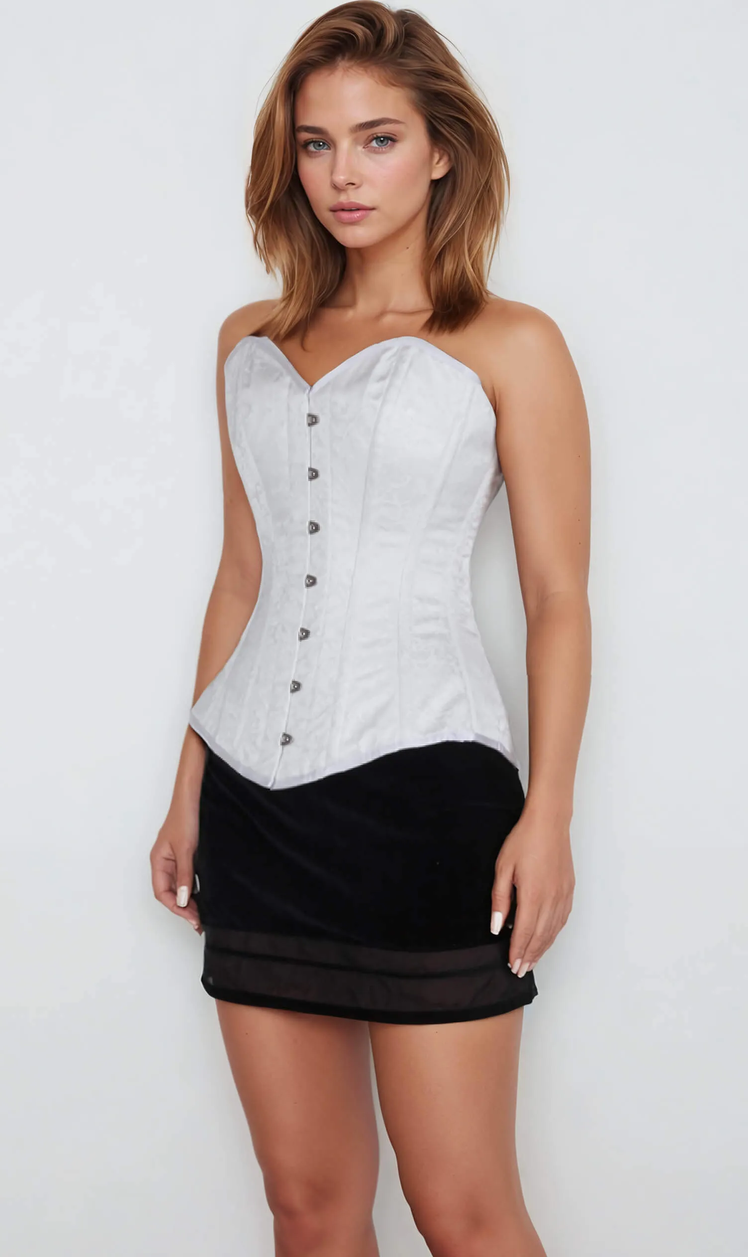 Rosemary White Brocade Gothic Corset