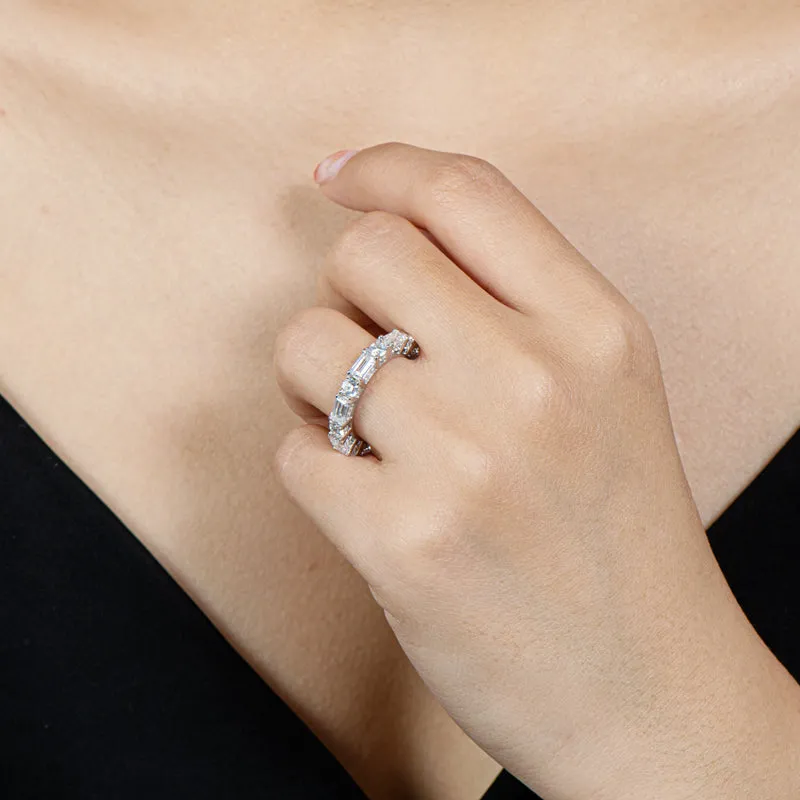 Round & Emerald Cut Created White Diamond Full Eternity Ring