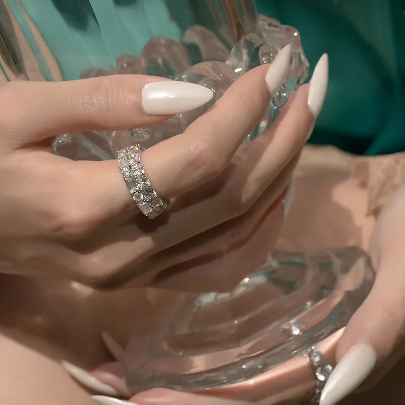 Round & Emerald Cut Created White Diamond Full Eternity Ring
