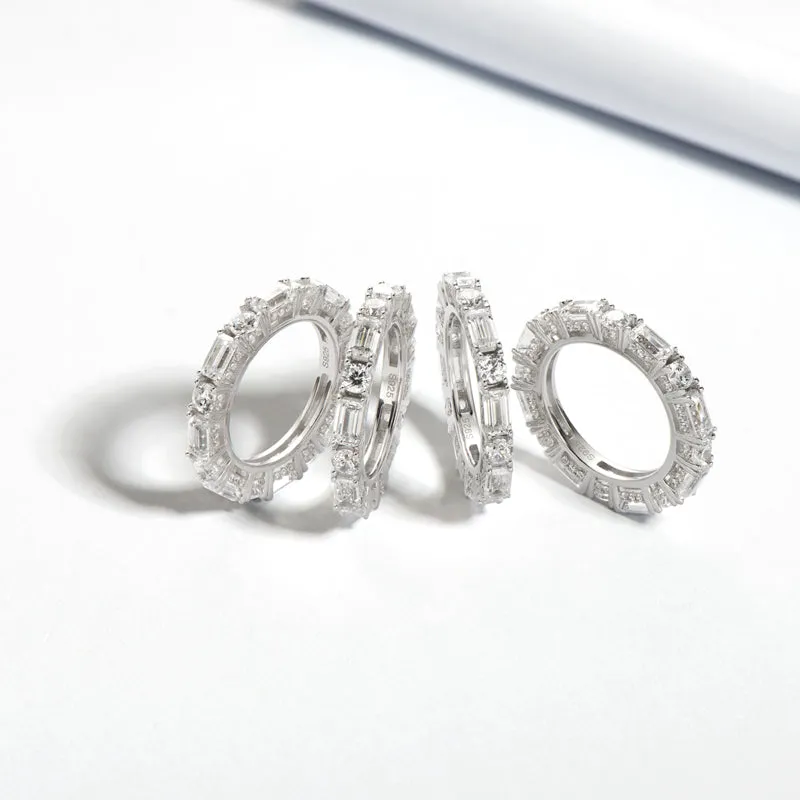 Round & Emerald Cut Created White Diamond Full Eternity Ring