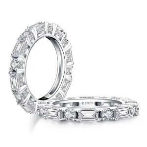 Round & Emerald Cut Created White Diamond Full Eternity Ring