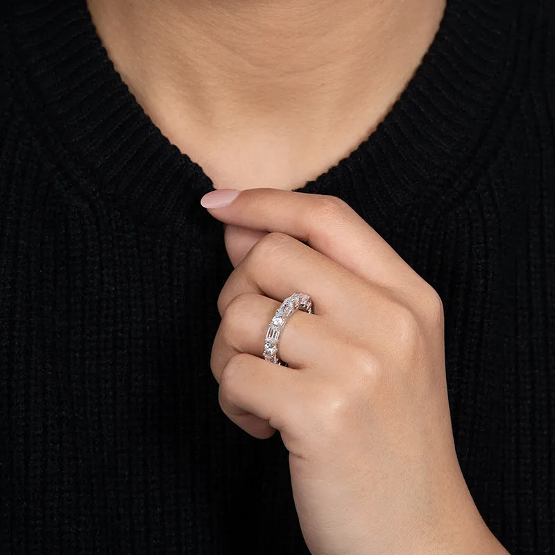 Round & Emerald Cut Created White Diamond Full Eternity Ring