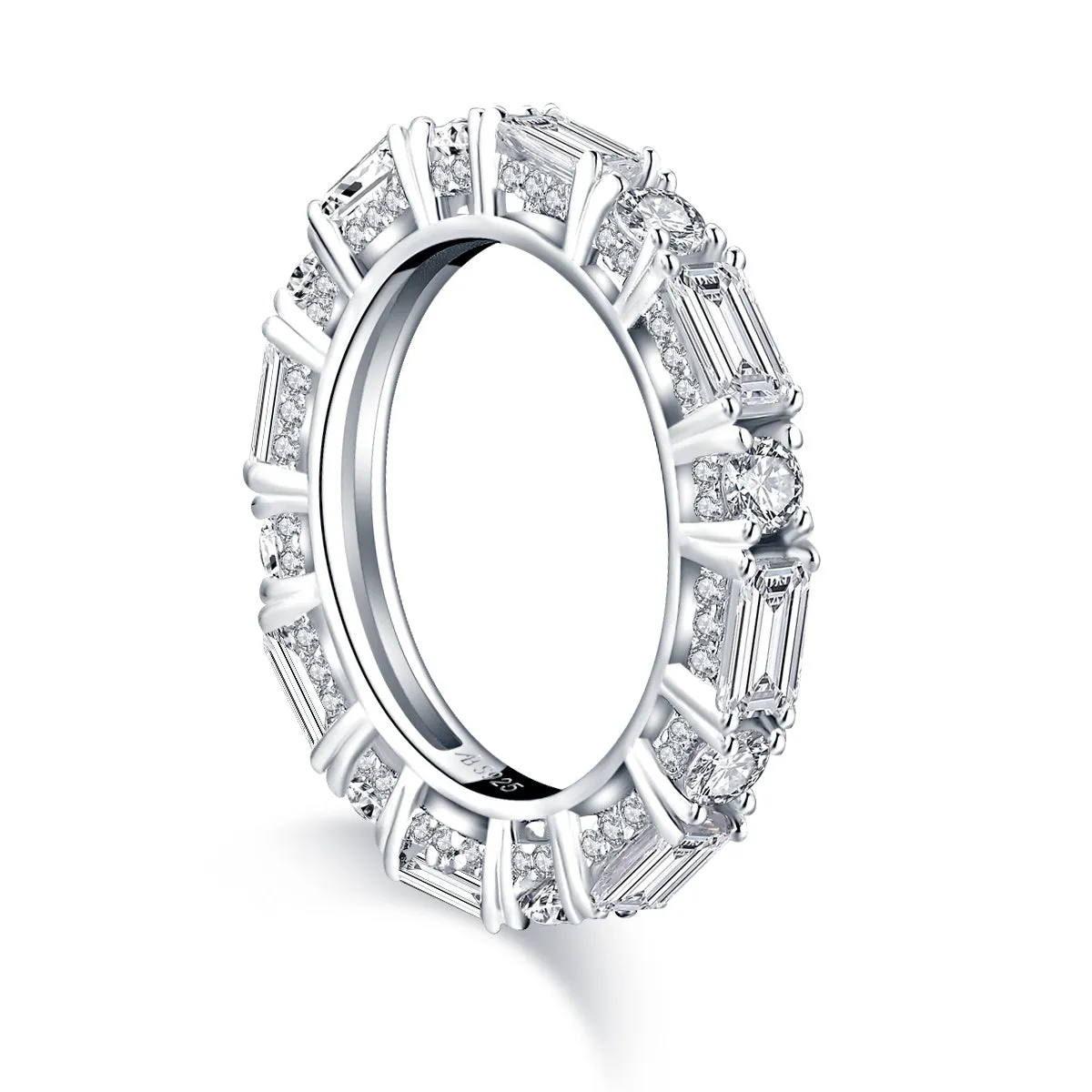 Round & Emerald Cut Created White Diamond Full Eternity Ring