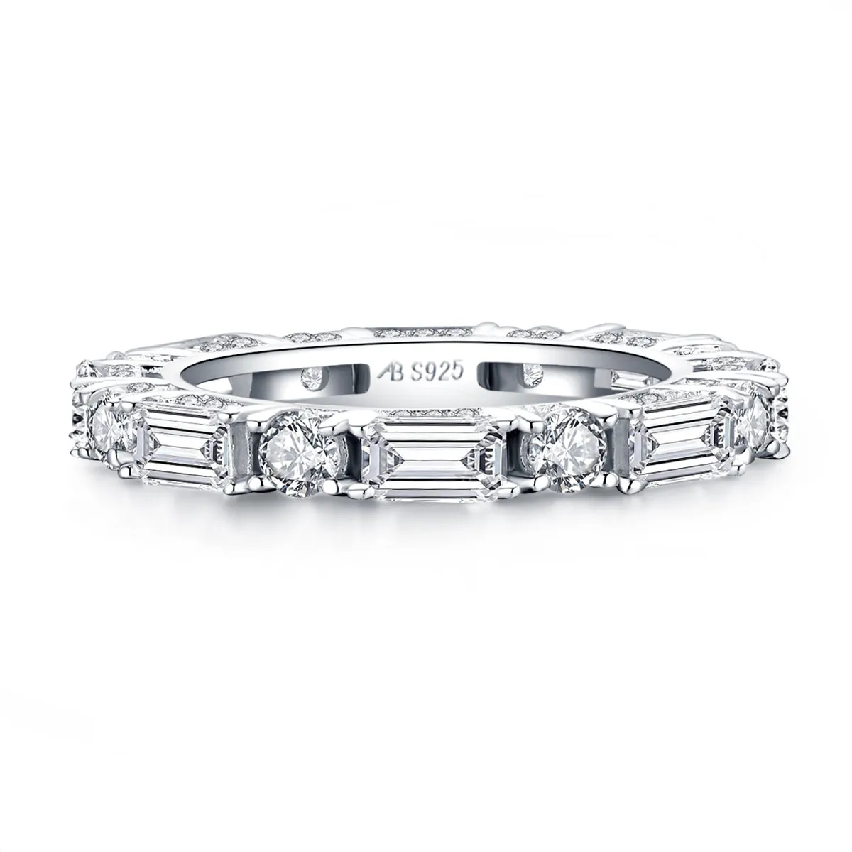 Round & Emerald Cut Created White Diamond Full Eternity Ring