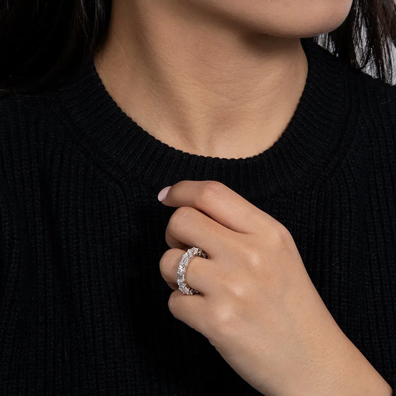 Round & Emerald Cut Created White Diamond Full Eternity Ring