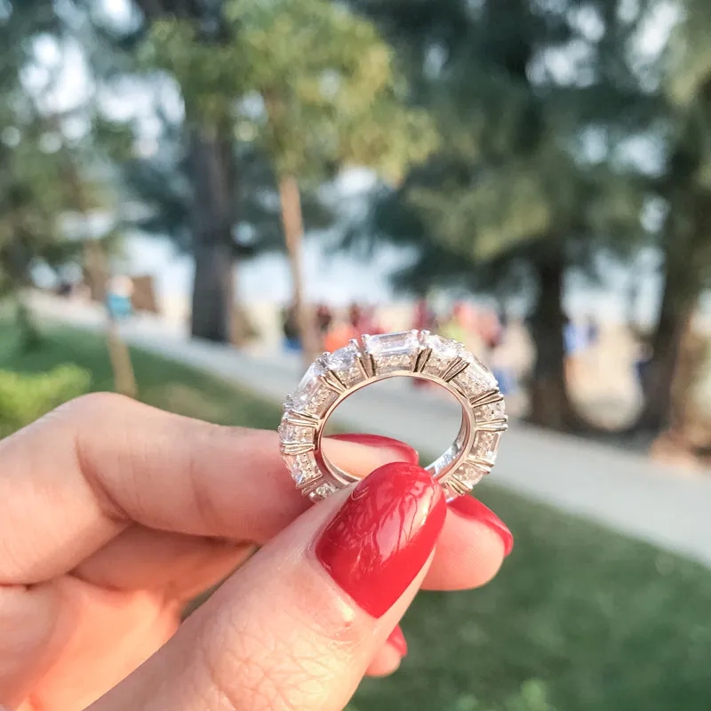 Round & Emerald Cut Created White Diamond Full Eternity Ring