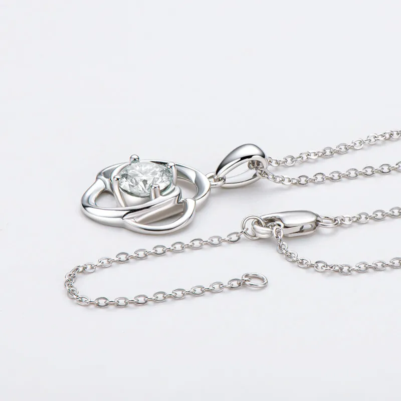 Round Brilliant Cut Moissanite Diamond Pendant Necklace