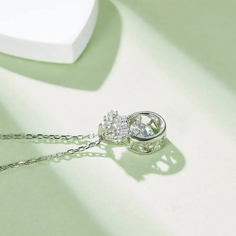 Round Cut 0.5ct Moissanite Dancing Crown Pendant Necklace