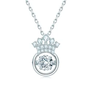 Round Cut 0.5ct Moissanite Dancing Crown Pendant Necklace