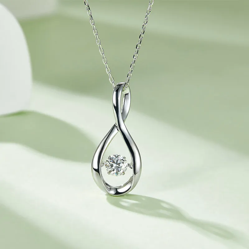 Round Cut 0.5ct Moissanite Dancing Pendant Necklace