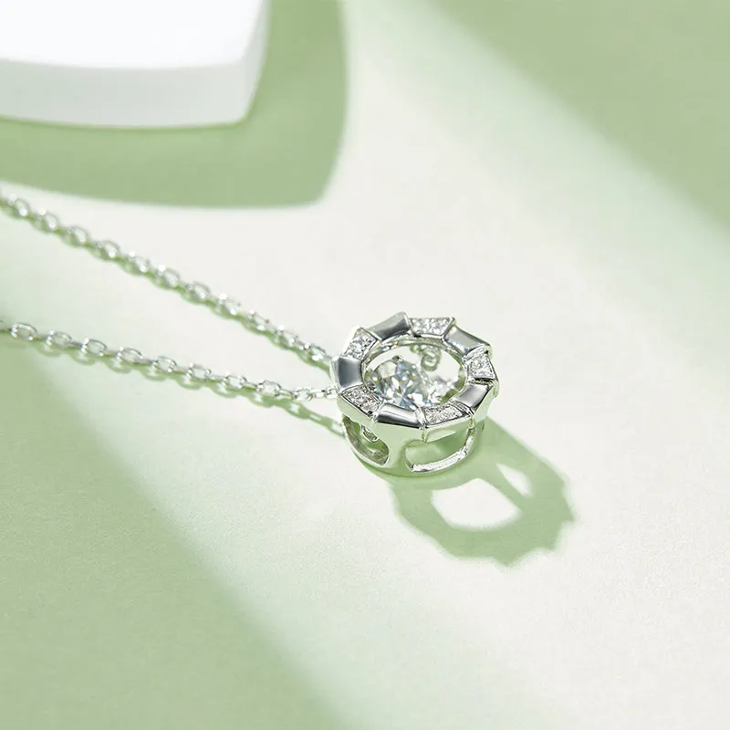 Round Cut 0.5ct Moissanite Dancing Pendant Necklace