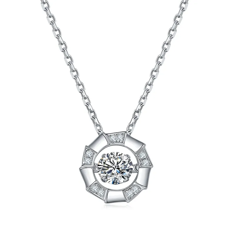 Round Cut 0.5ct Moissanite Dancing Pendant Necklace