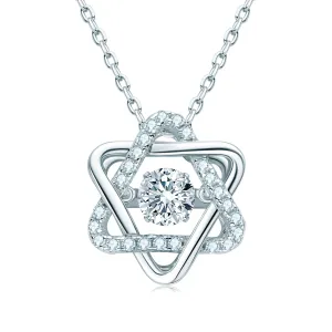 Round Cut 0.5ct Moissanite Six-pointed Star Dancing Pendant Necklace