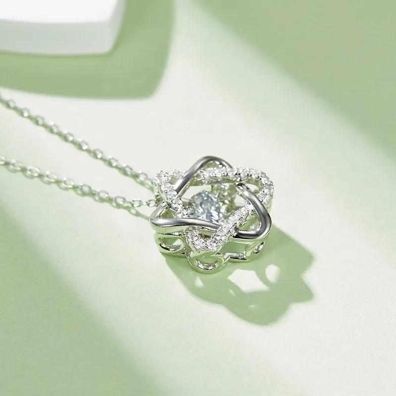 Round Cut 0.5ct Moissanite Six-pointed Star Dancing Pendant Necklace