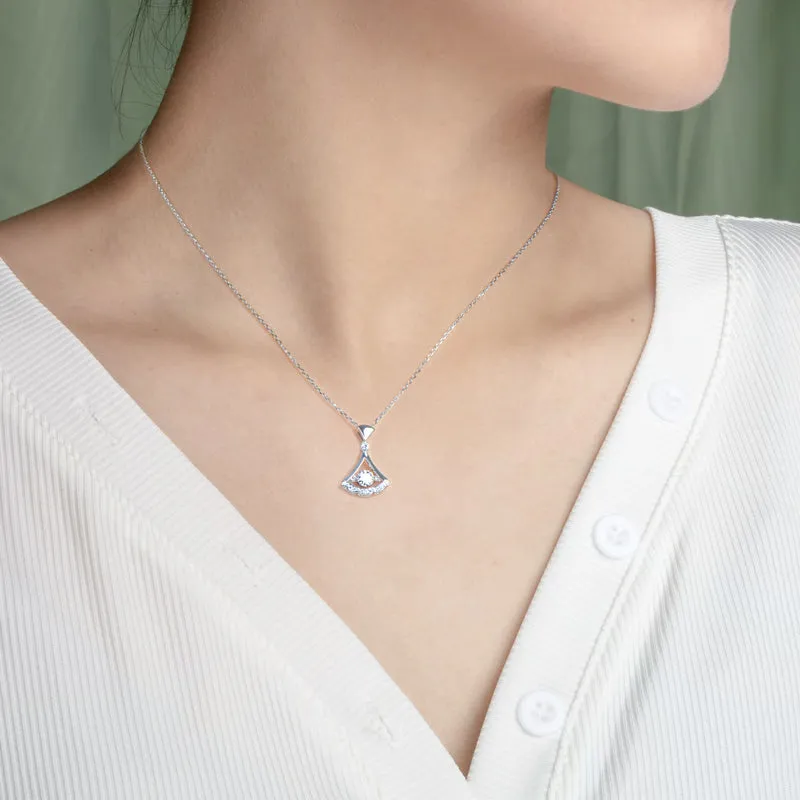 Round Cut 0.5ct Moissanite Skirt Dancing Pendant Necklace