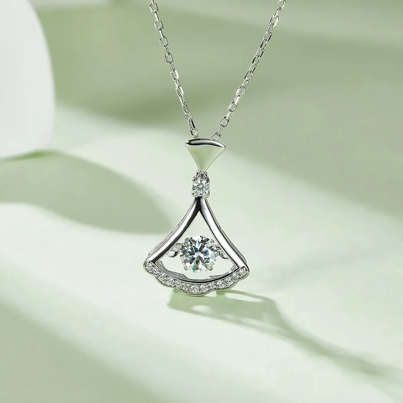 Round Cut 0.5ct Moissanite Skirt Dancing Pendant Necklace