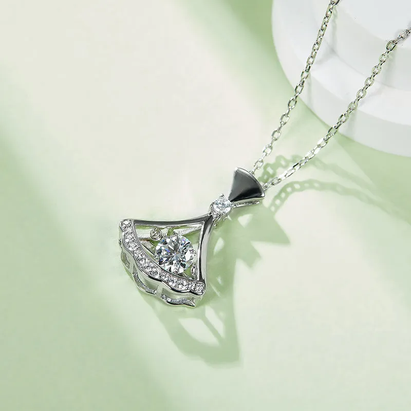 Round Cut 0.5ct Moissanite Skirt Dancing Pendant Necklace