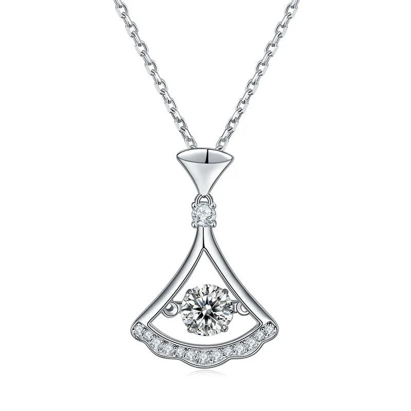Round Cut 0.5ct Moissanite Skirt Dancing Pendant Necklace