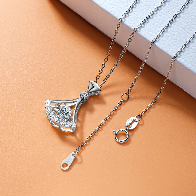 Round Cut 0.5ct Moissanite Skirt Dancing Pendant Necklace